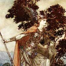 A drawing of Brunnhilde, from Wagners Ring Cycle by Arthur Rackham